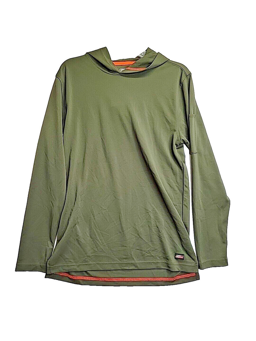 Dickies Temp Control Long Sleeve hooded Shirt Green Orange Size Small
